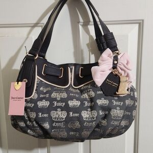 Juicy Couture Fan Club Satchel Purse Chocolate And Sandstone NWT